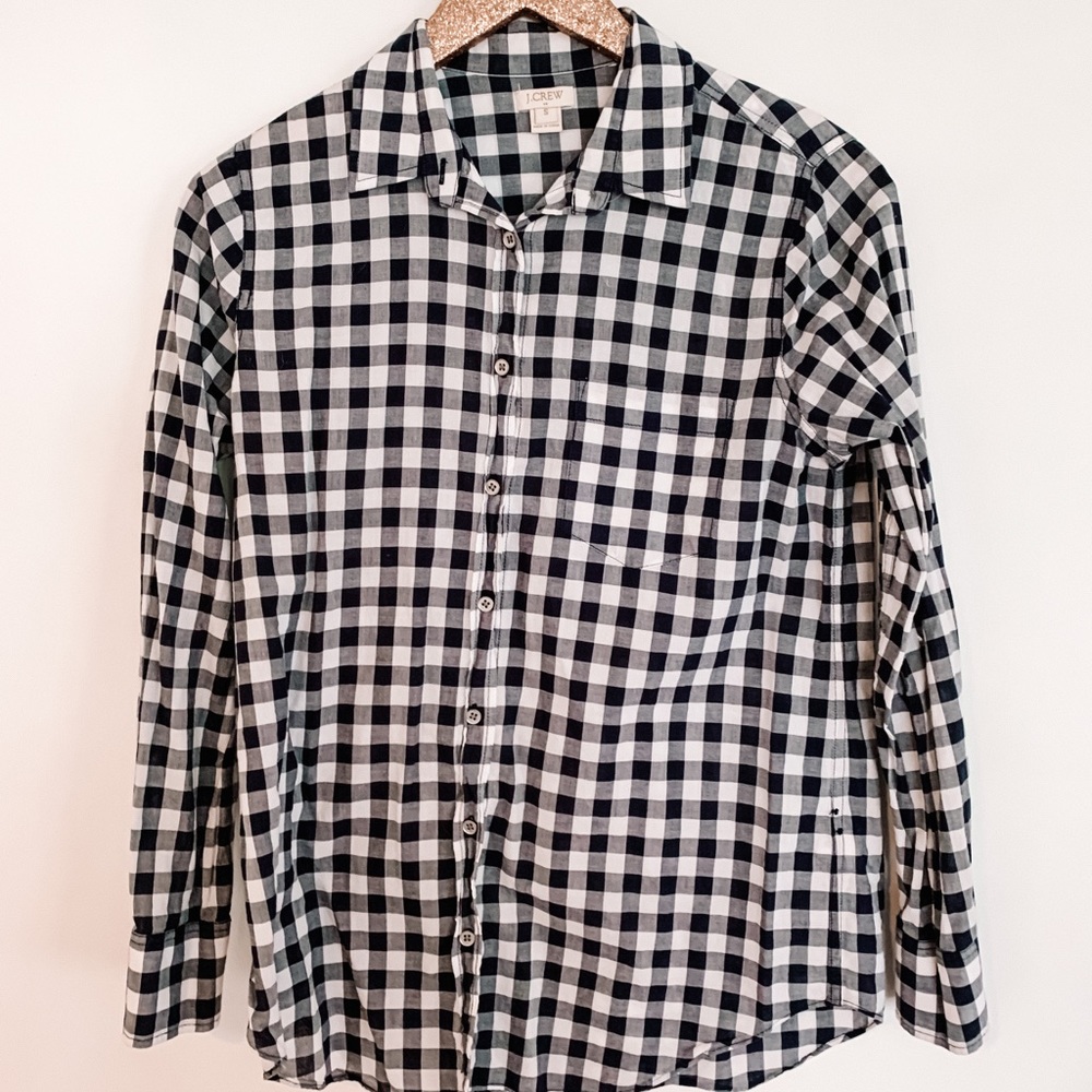 J Crew button gingham down size S